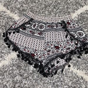 3 FOR $10 SALE - Bohemian Style Shorts with Black White and Red Pattern